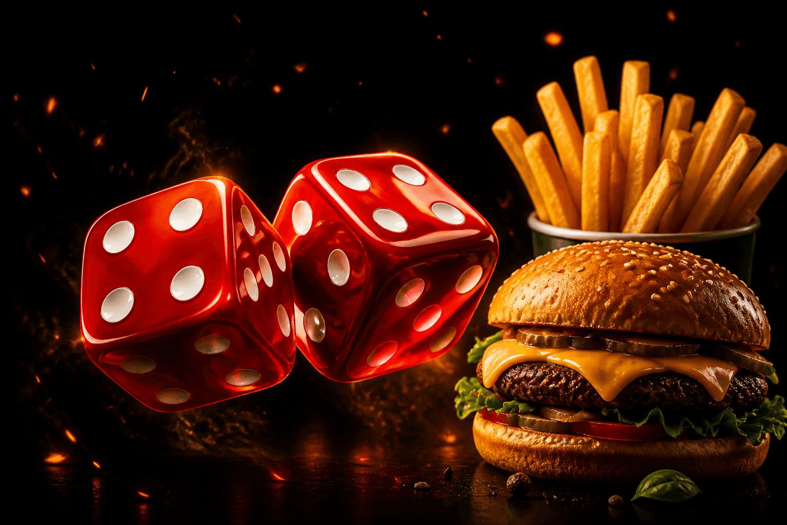 تاس شانس فودینو کنار غذا